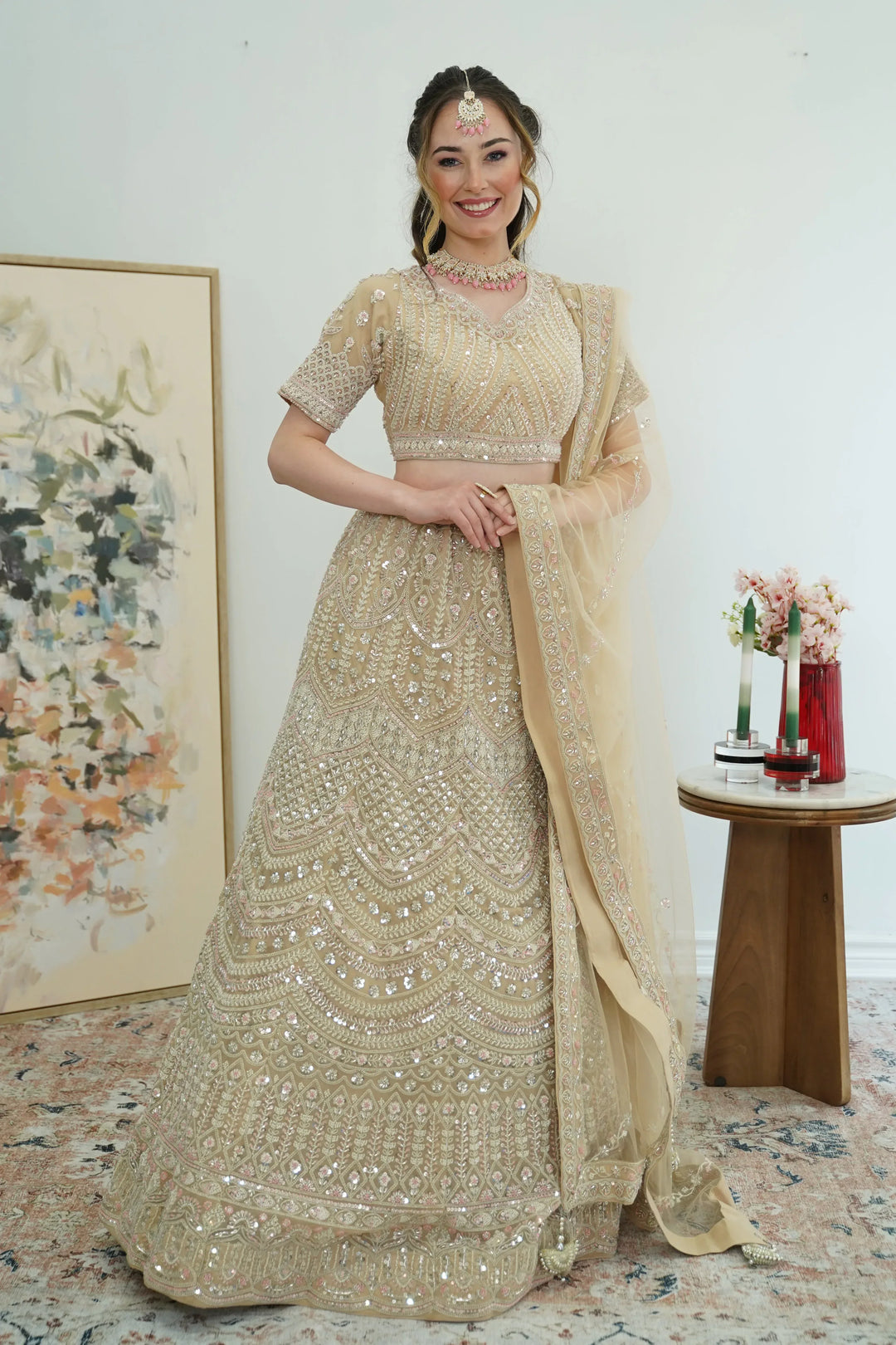 Champagne Radiance Lehenga - MyEthnikRentals