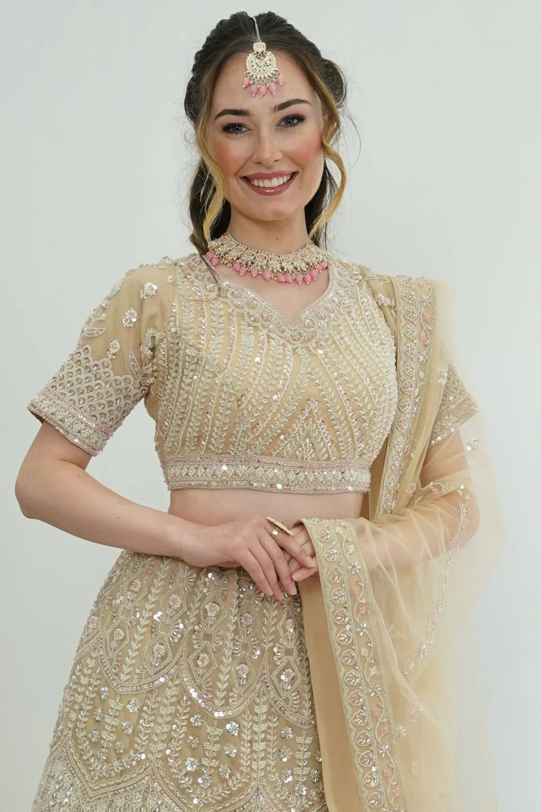 Champagne Radiance Lehenga - MyEthnikRentals