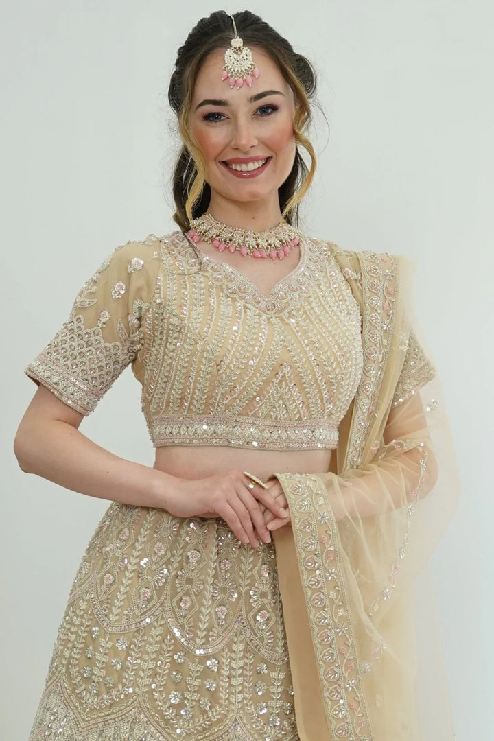 Champagne Radiance Lehenga - MyEthnikRentals