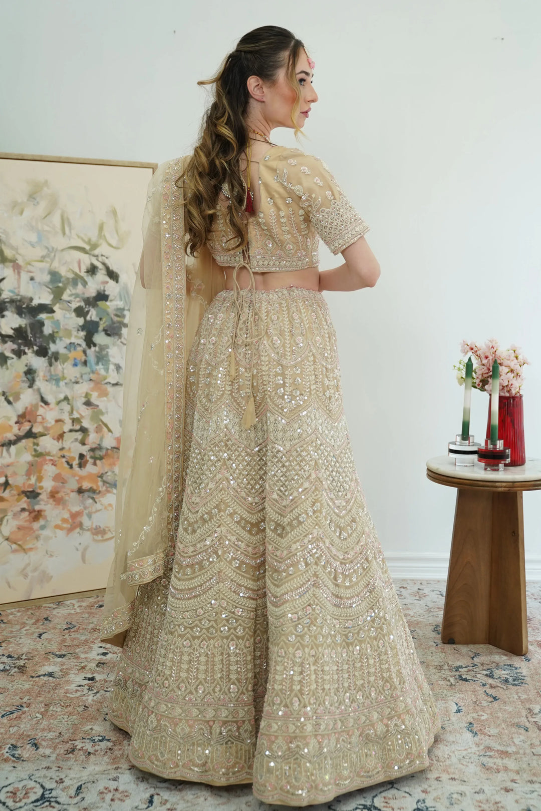 Champagne Radiance Lehenga - MyEthnikRentals