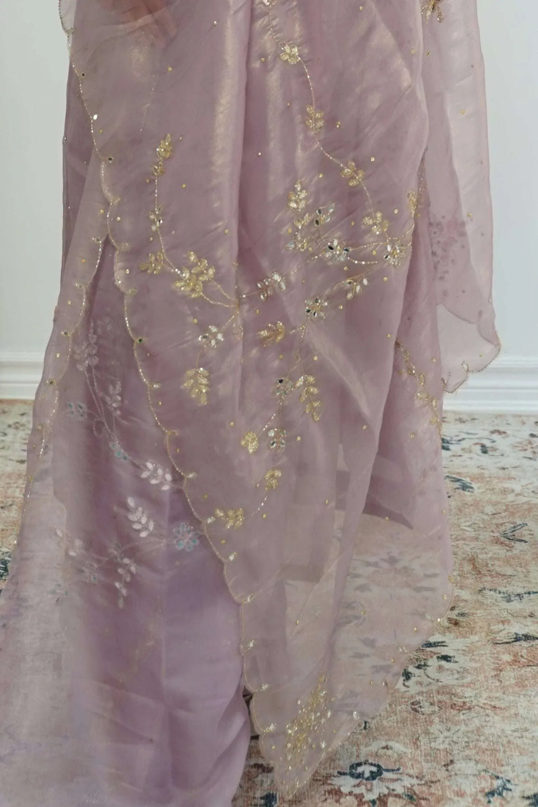 Dusty Rose Embroidered Organza Salwar Kameez (Outside Ontario) - MyEthnikRentals