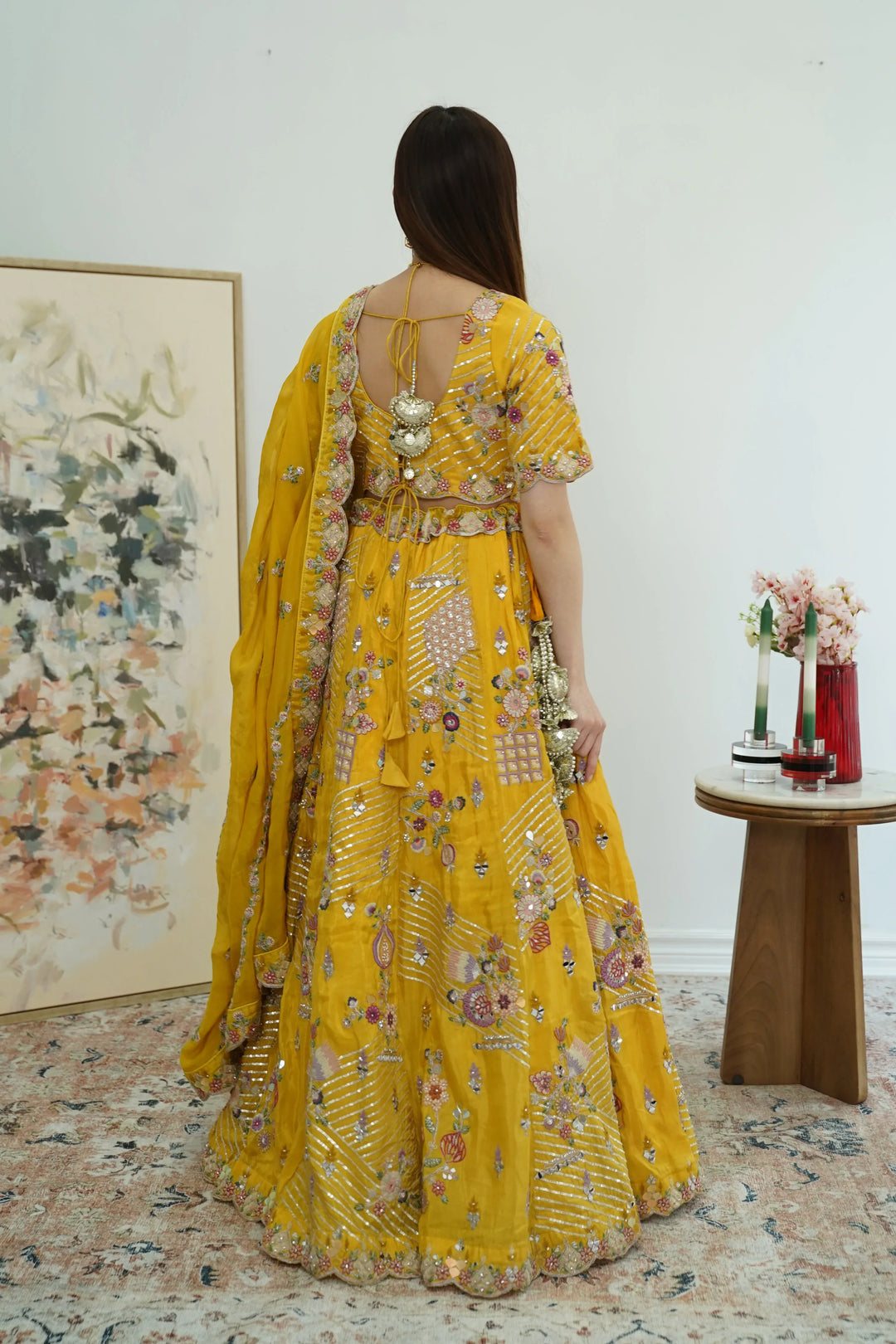 Sunlit Mirror Work Lehenga - MyEthnikRentals