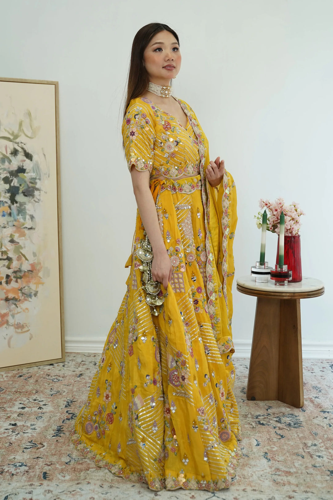 Sunlit Mirror Work Lehenga - MyEthnikRentals