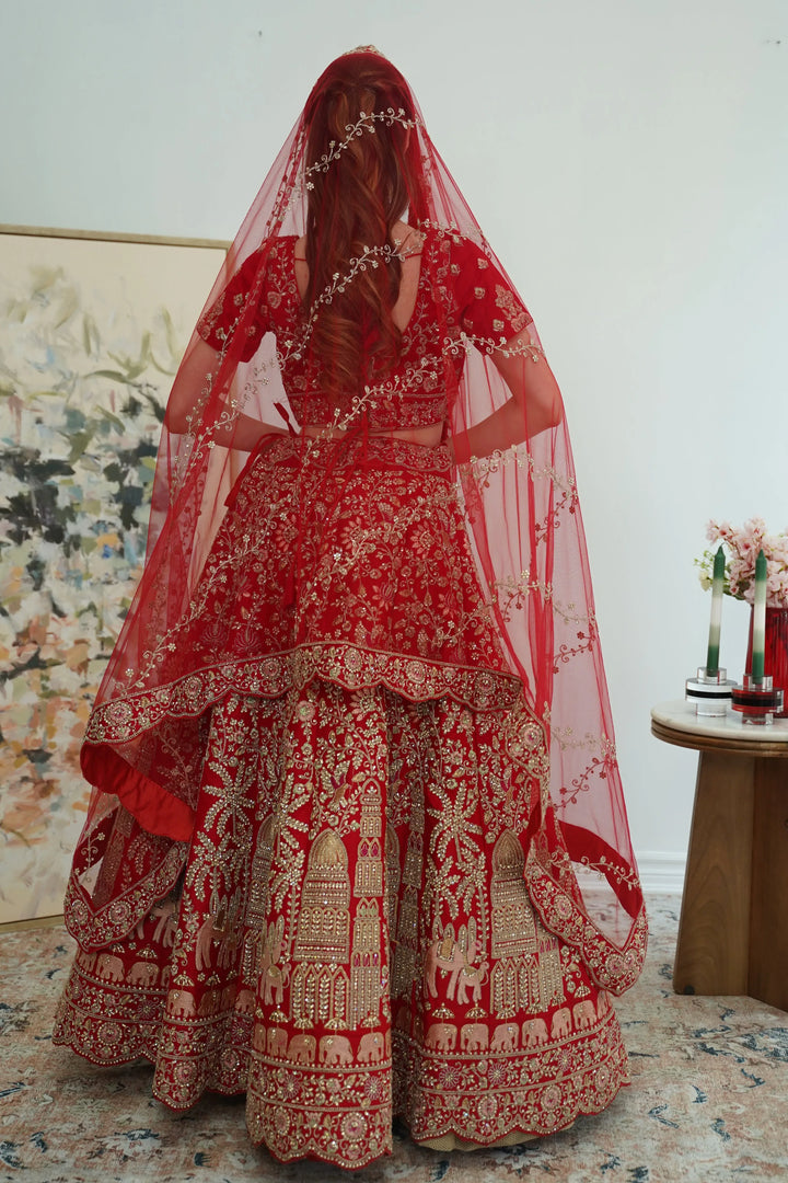 Regal Temple Bridal Lehenga - MyEthnikRentals