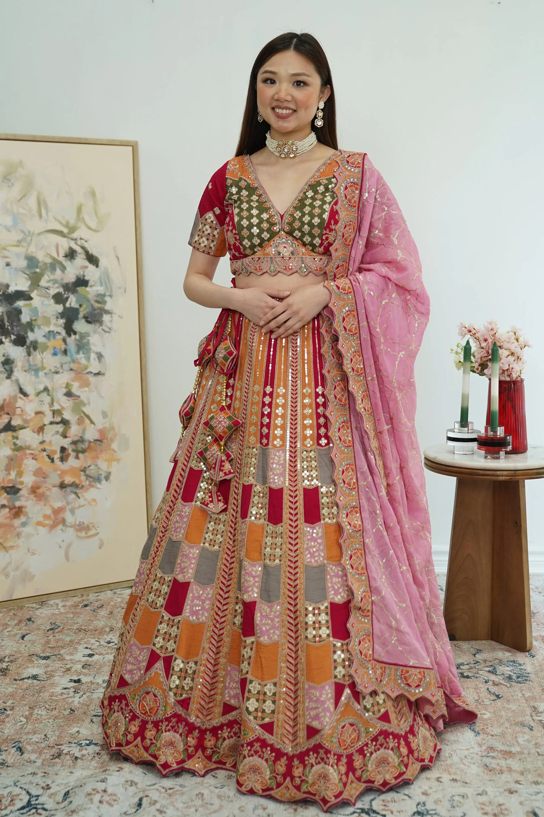 Patchwork Mosaic Couture Lehenga - MyEthnikRentals