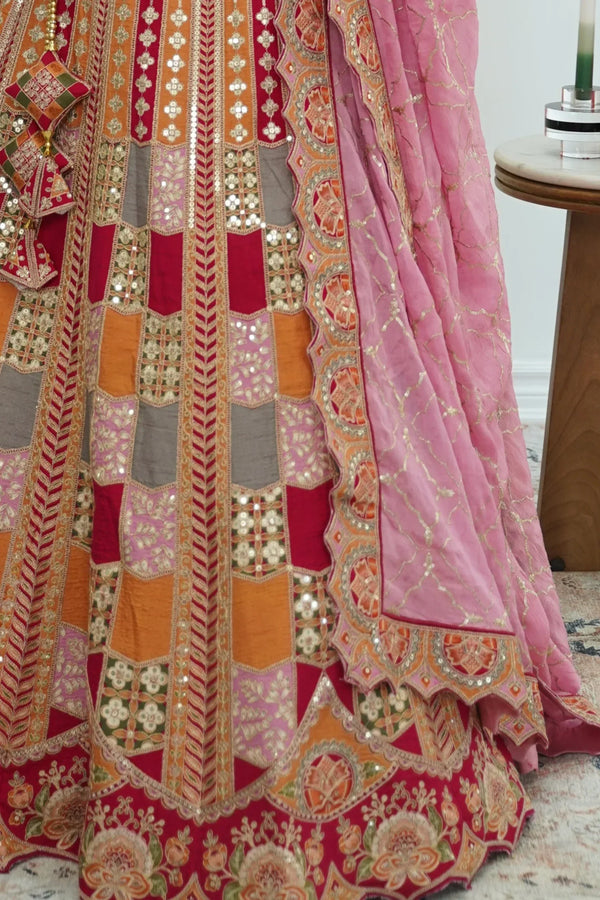 Patchwork Mosaic Couture Lehenga (Outside Ontario) - MyEthnikRentals
