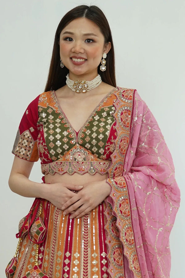 Patchwork Mosaic Couture Lehenga (Outside Ontario) - MyEthnikRentals