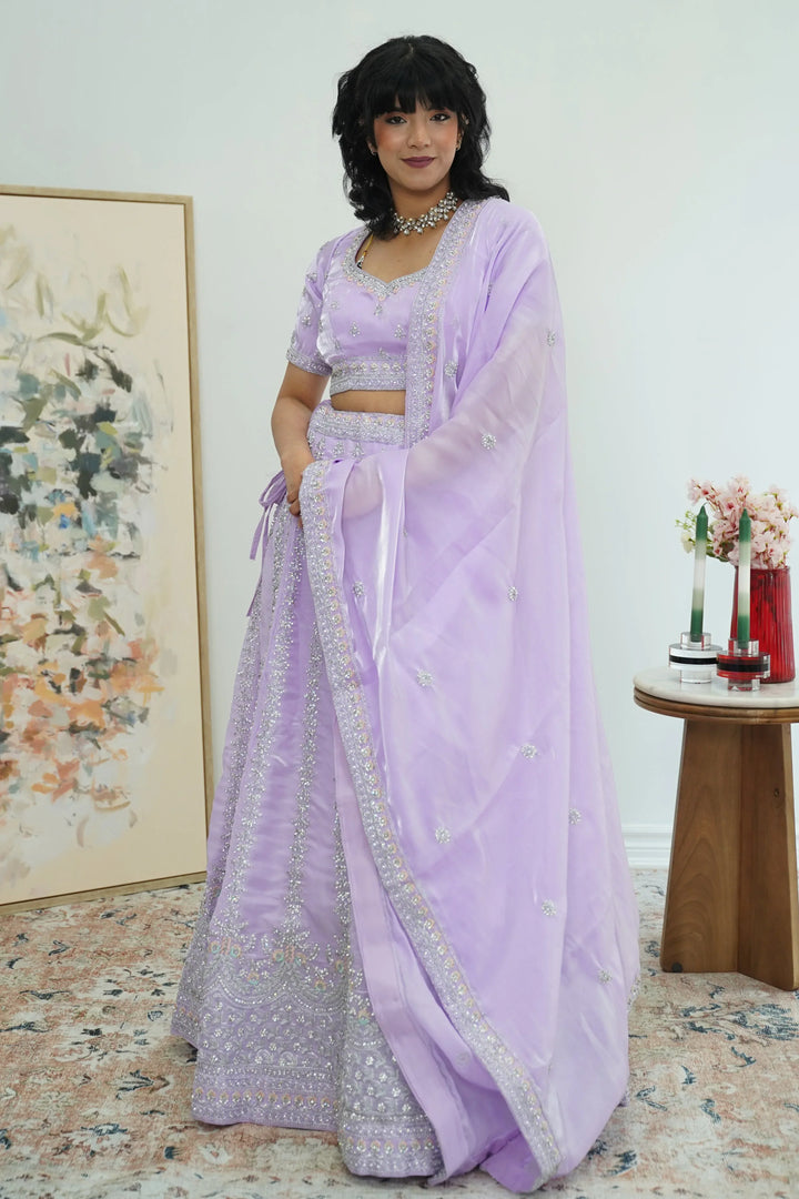 Lilac Mirror Dust Lehenga Set - MyEthnikRentals
