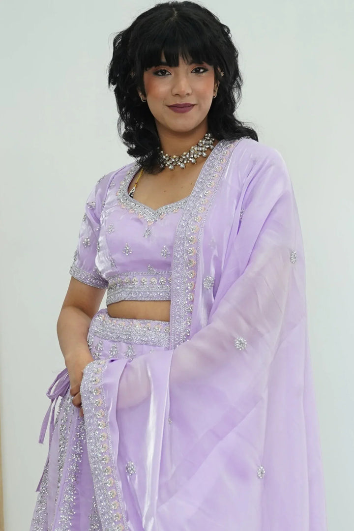 Lilac Mirror Dust Lehenga Set - MyEthnikRentals