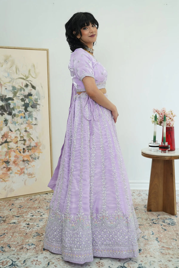 Lilac Mirror Dust Lehenga (Outside Ontario) - MyEthnikRentals