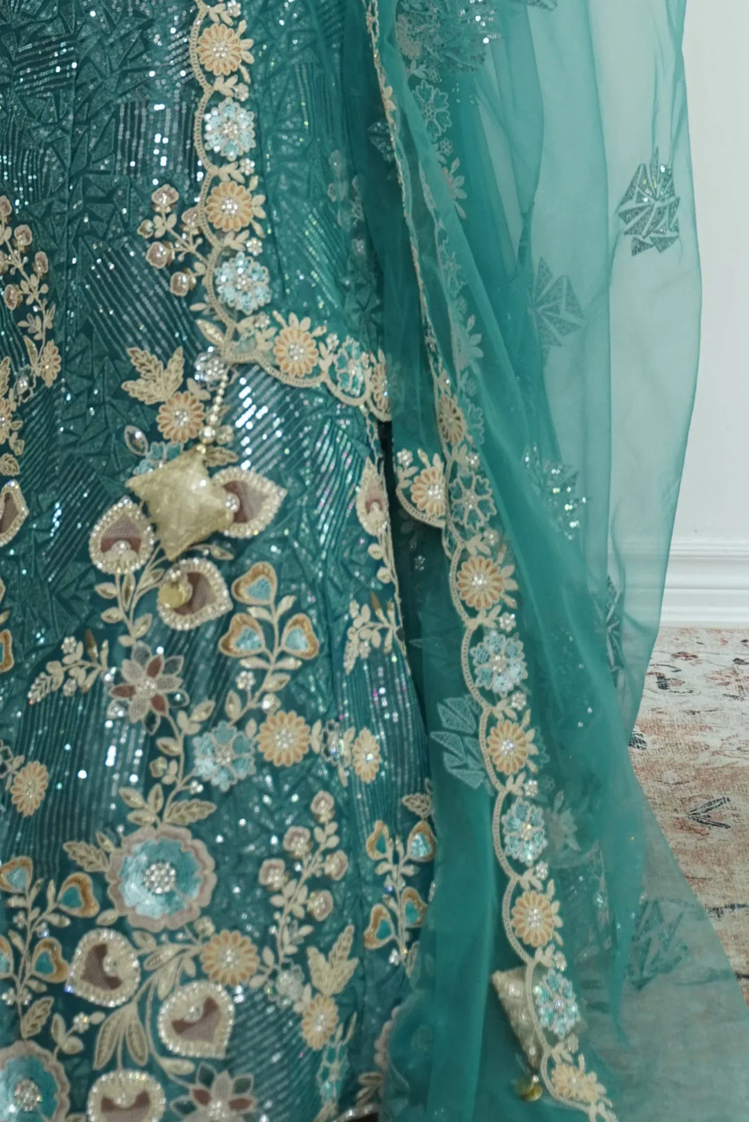 Celestial Blue Mirror Lehenga - MyEthnikRentals