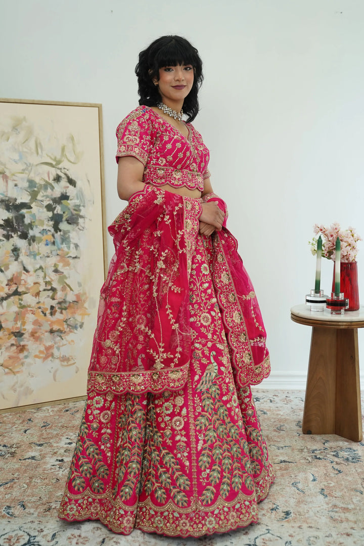 Regal Fuchsia Peacock Lehenga - MyEthnikRentals