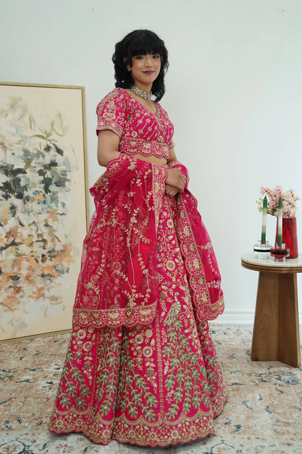Regal Fuchsia Peacock Lehenga (Outside Ontario) - MyEthnikRentals