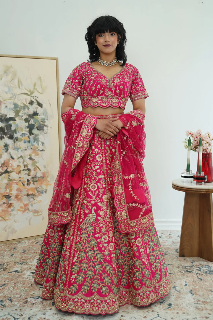 Regal Fuchsia Peacock Lehenga - MyEthnikRentals