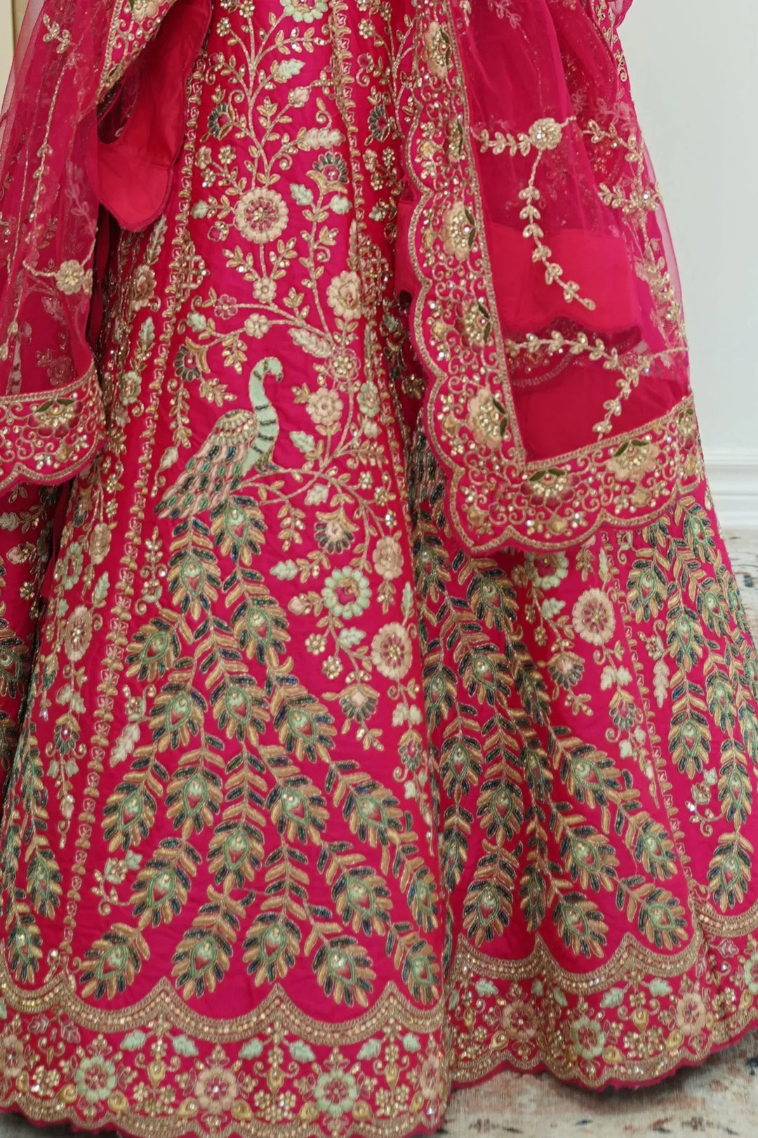Regal Fuchsia Peacock Lehenga - MyEthnikRentals