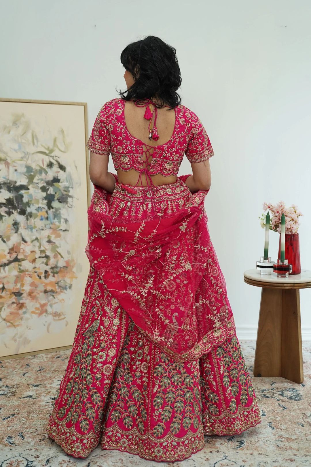 Regal Fuchsia Peacock Lehenga - MyEthnikRentals