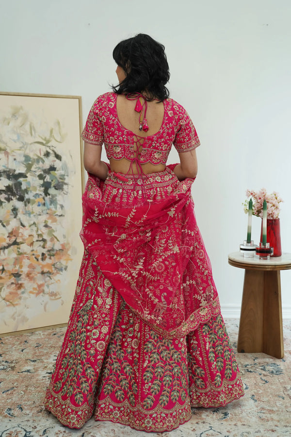 Regal Fuchsia Peacock Lehenga (Outside Ontario) - MyEthnikRentals