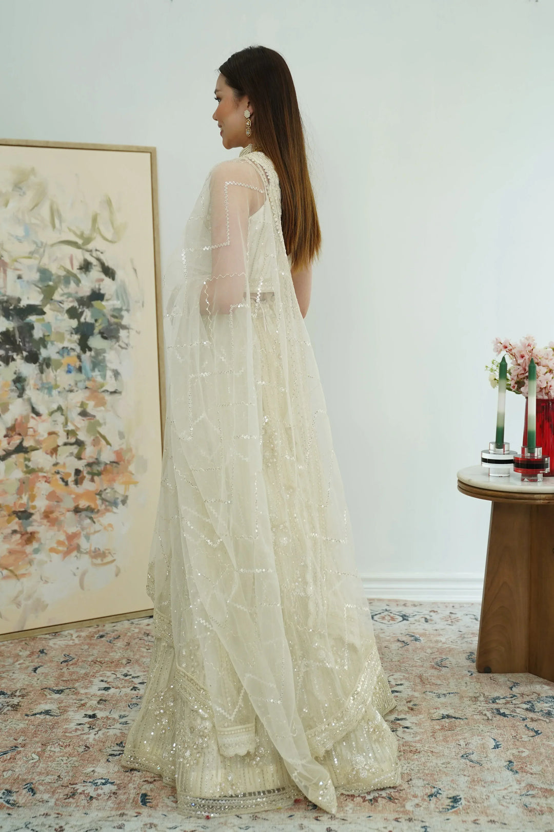 Champagne Silver Gold Lehenga - MyEthnikRentals