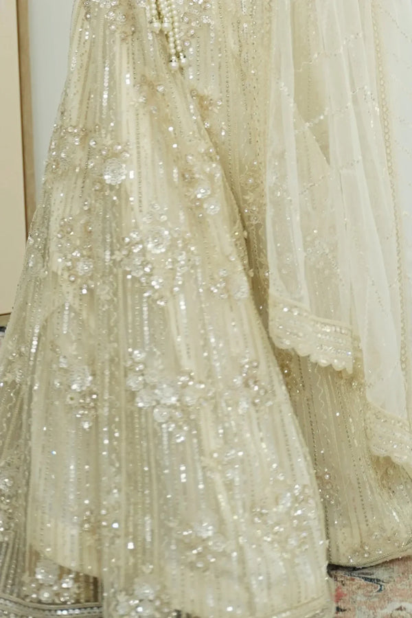 Champagne Silver Gold Lehenga (Outside Ontario) - MyEthnikRentals