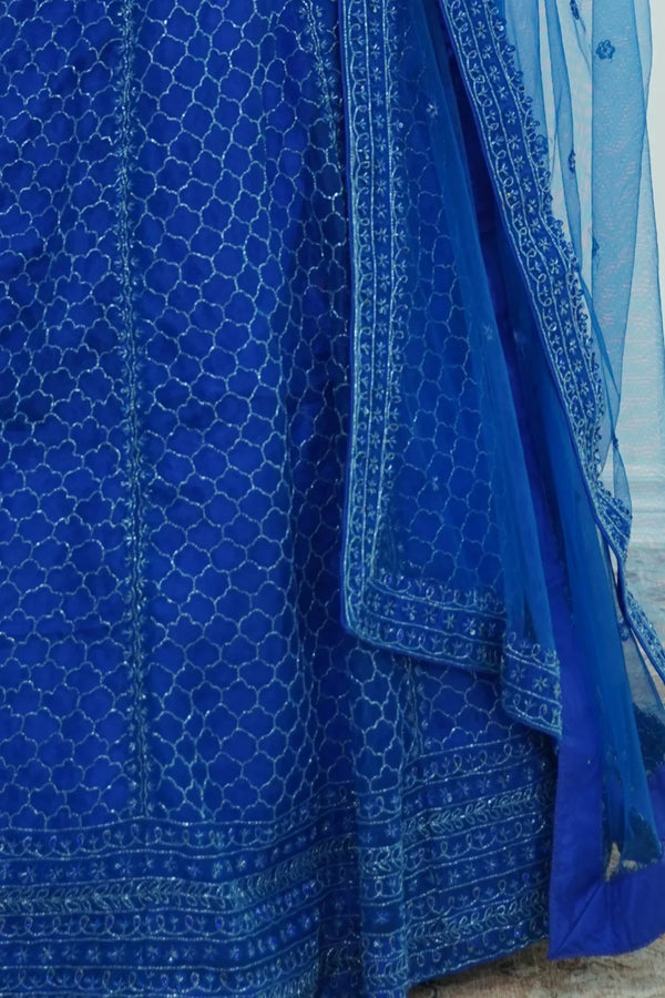 Electric Blue Mirror Lehenga (Outside Ontario) - MyEthnikRentals