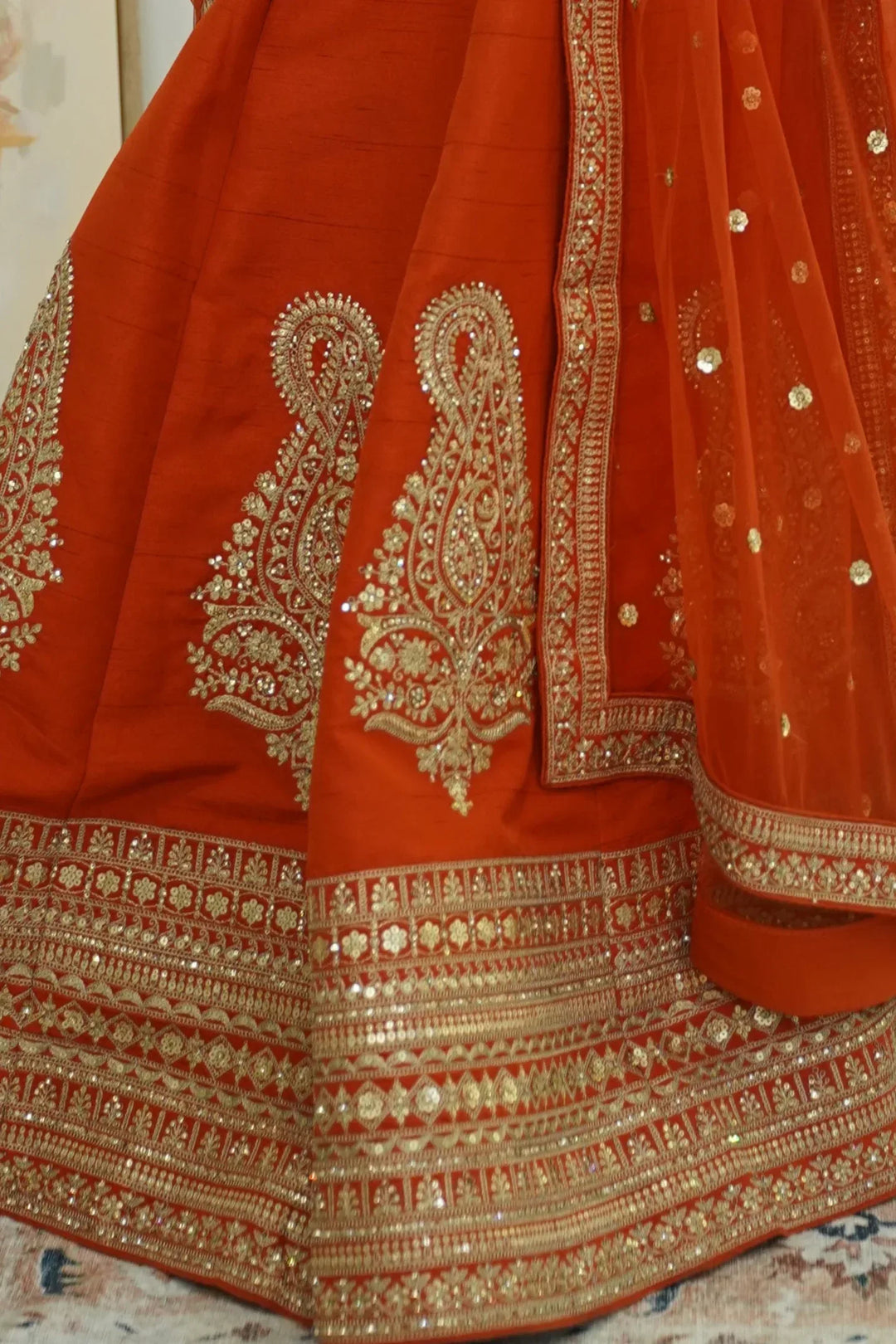 Royal Orange Inspired Lehenga (Outside Ontario) - MyEthnikRentals