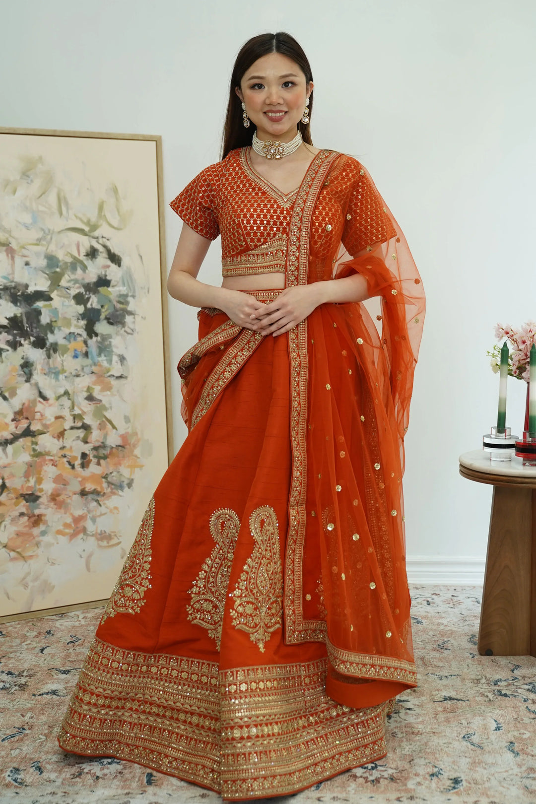 Royal Orange Inspired Lehenga (Outside Ontario) - MyEthnikRentals
