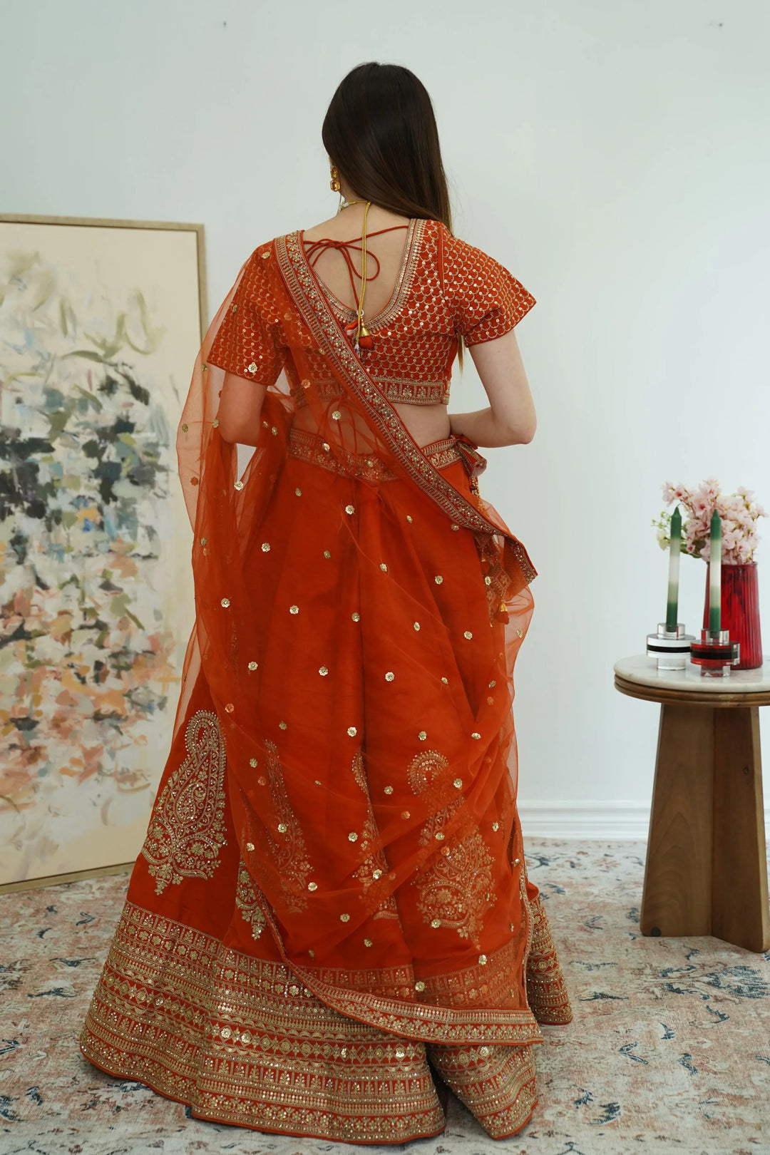 Royal Orange Inspired Lehenga (Outside Ontario) - MyEthnikRentals