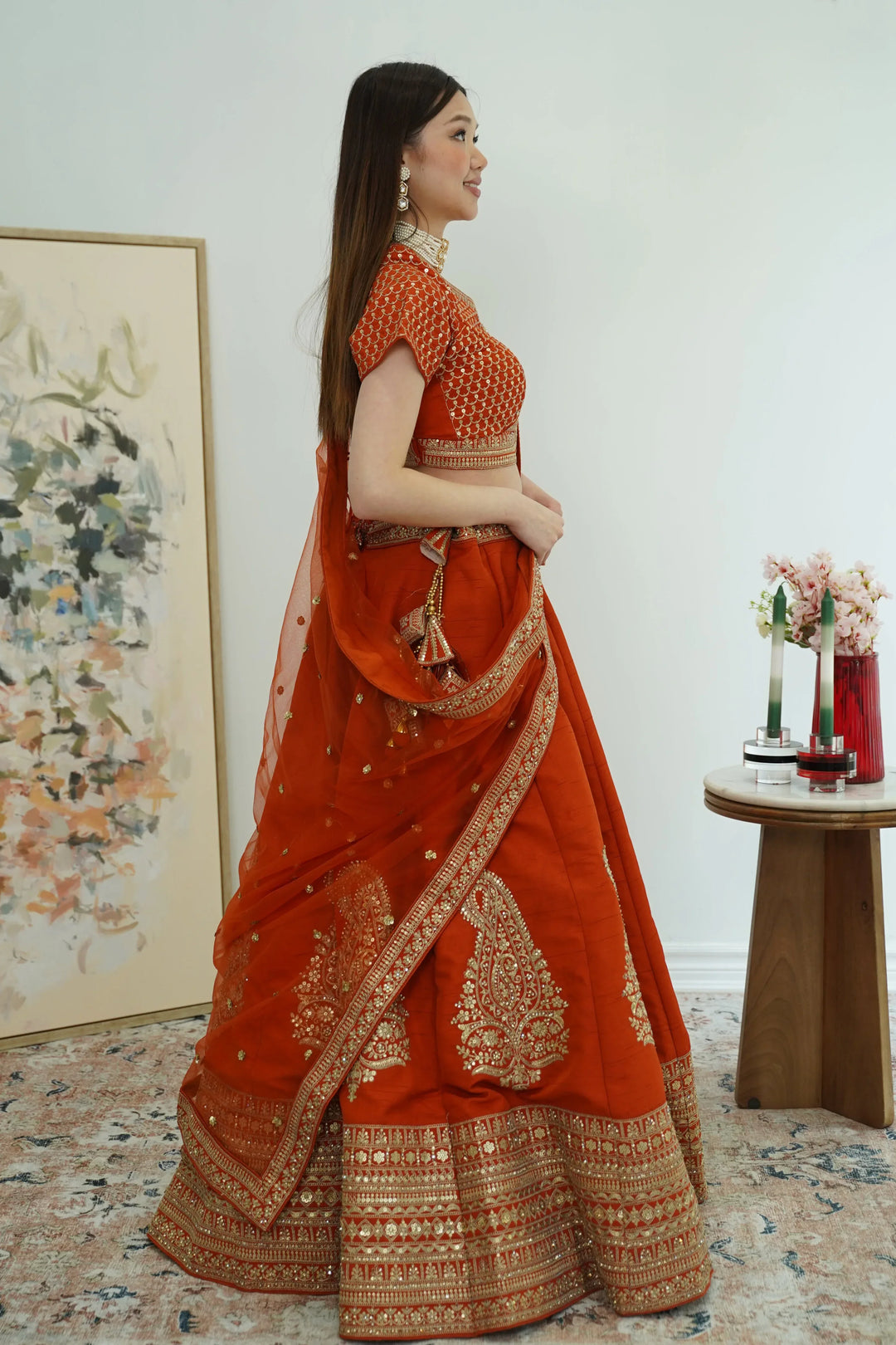 Royal Orange Inspired Lehenga (Outside Ontario) - MyEthnikRentals