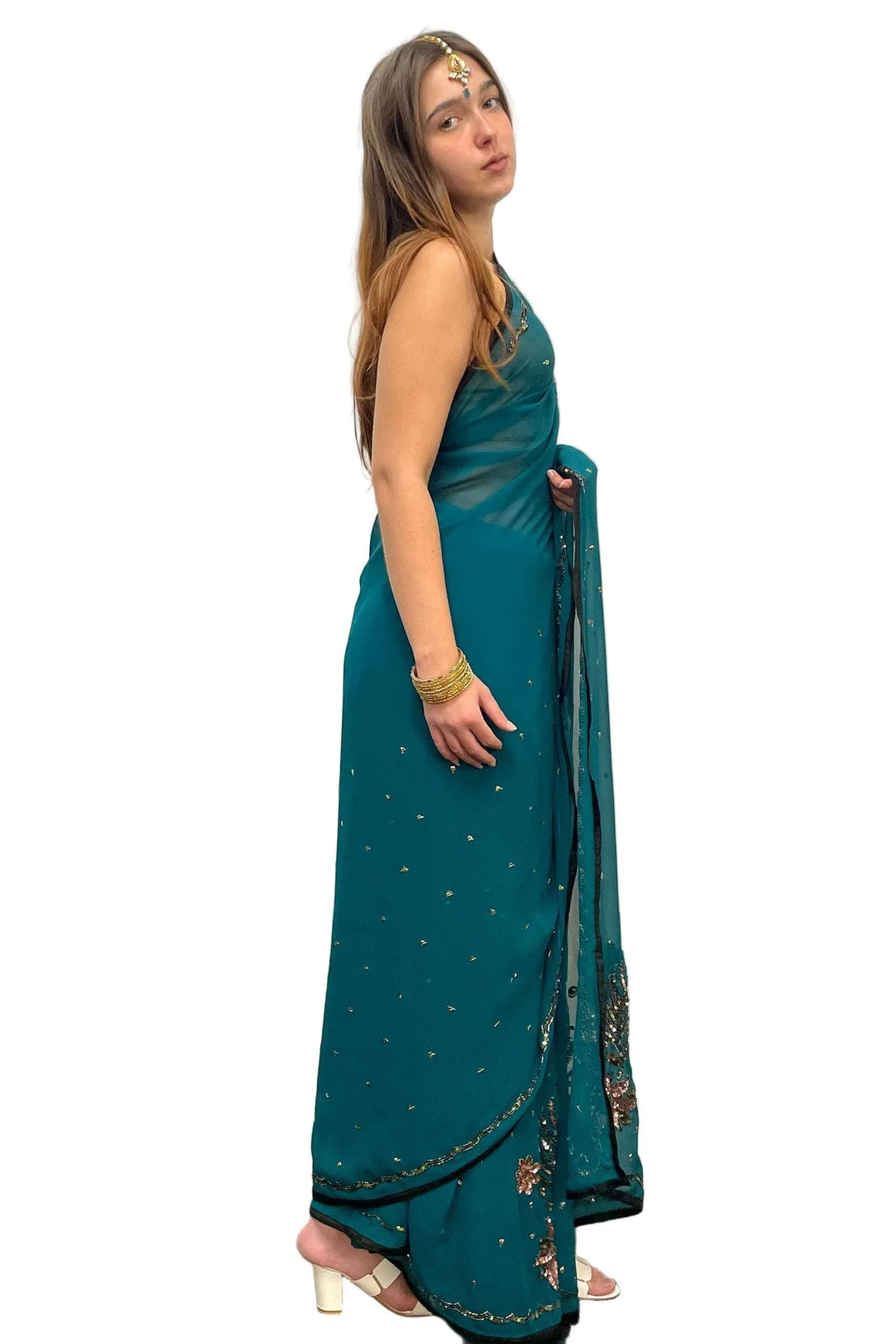 Dark Blue Embroidery Saree - MyEthnikRentals