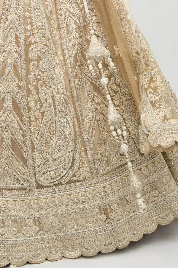 Ivory Heavy Embellished Lehenga (Outside Ontario) - MyEthnikRentals