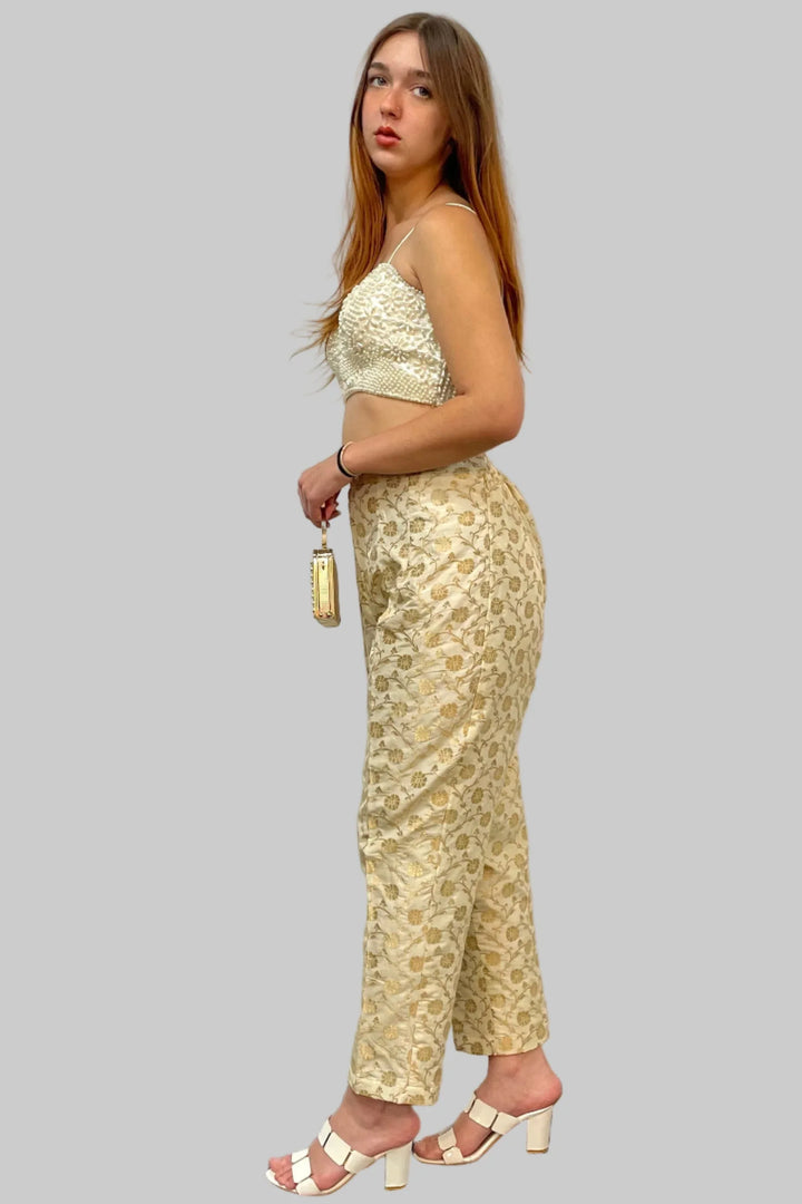 Golden Ivory Suit Pant - MyEthnikRentals