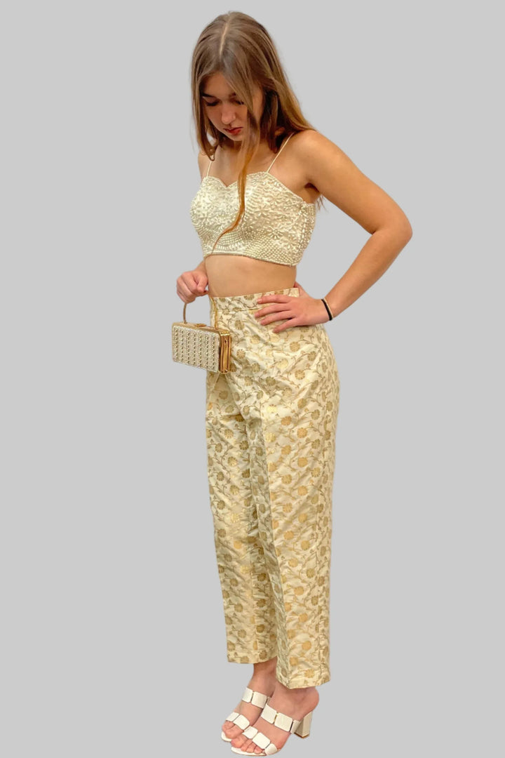 Golden Ivory Suit Pant - MyEthnikRentals