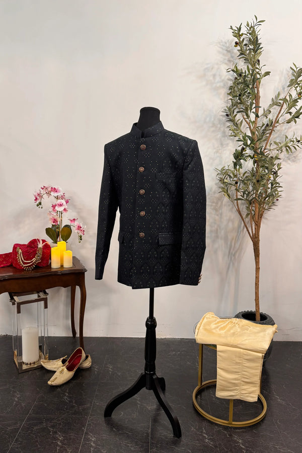 Dark Indo-Western Set with Golden Work - MyEthnikRentals