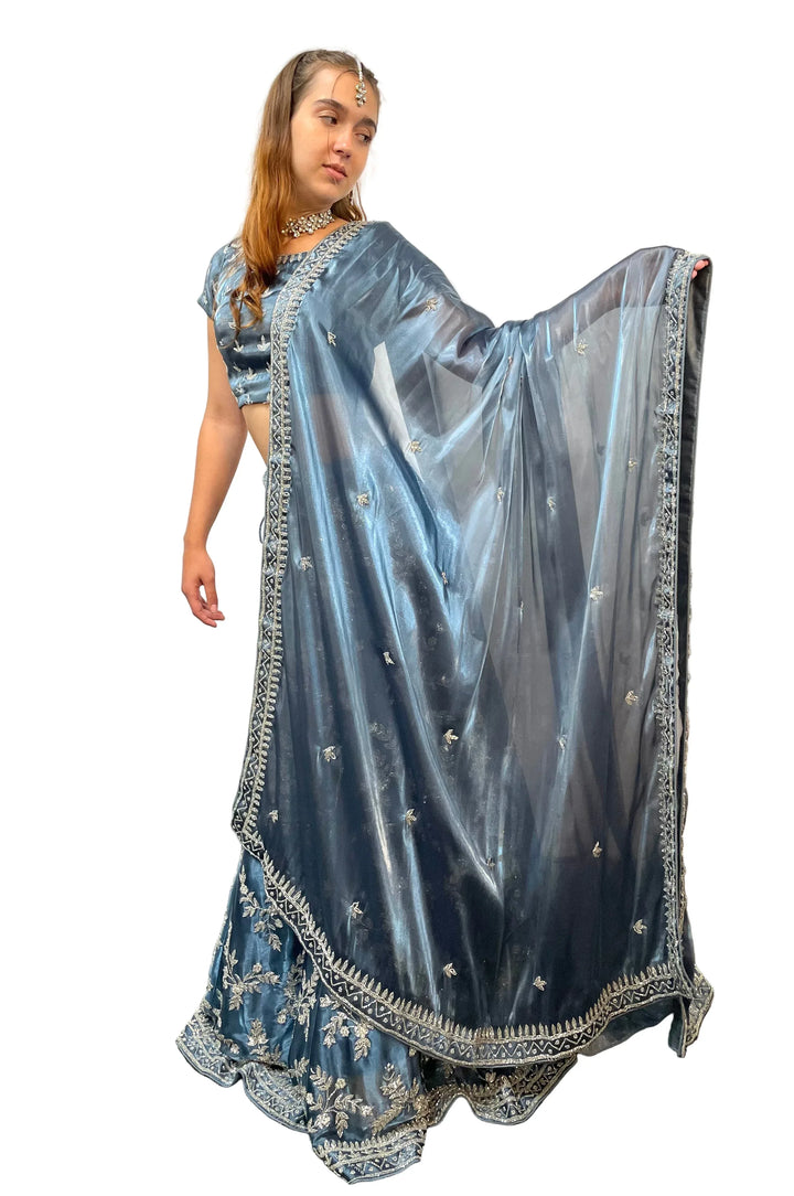 Glimmering Silver Work Lehenga (Outside Ontario) - MyEthnikRentals