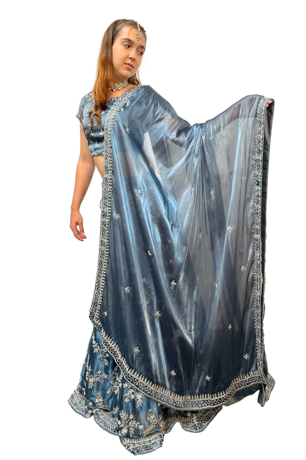 Glimmering Silver Work Lehenga (Outside Ontario) - MyEthnikRentals
