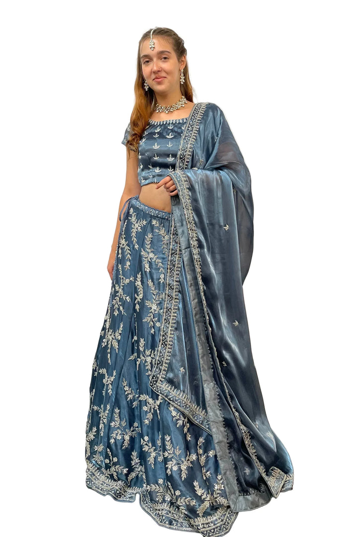 Glimmering Silver Work Lehenga (Outside Ontario) - MyEthnikRentals