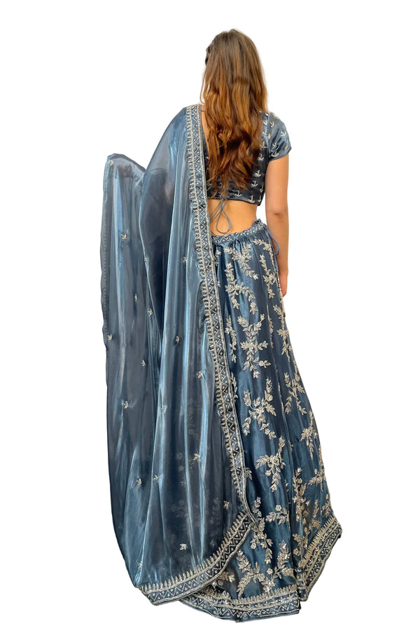 Glimmering Silver Work Lehenga (Outside Ontario) - MyEthnikRentals