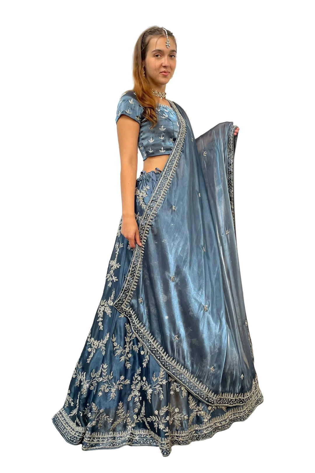 Glimmering Silver Work Lehenga (Outside Ontario) - MyEthnikRentals