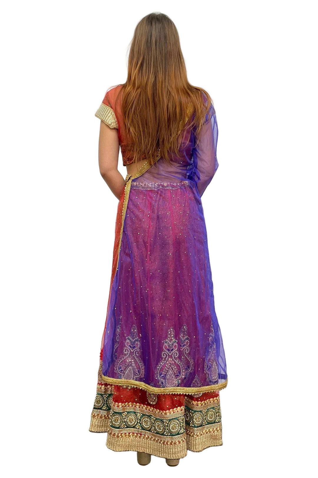 Maroon and Blue Lehenga (Outside Ontario) - MyEthnikRentals