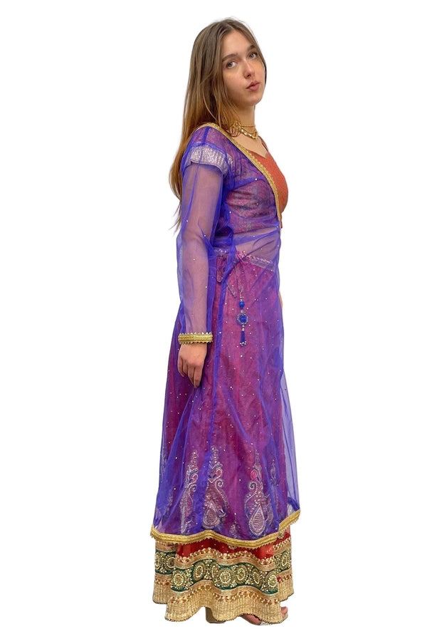 Maroon and Blue Lehenga - MyEthnikRentals