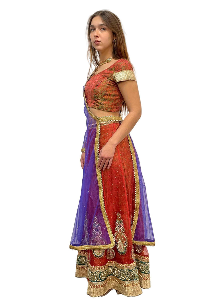 Maroon and Blue Lehenga (Outside Ontario) - MyEthnikRentals