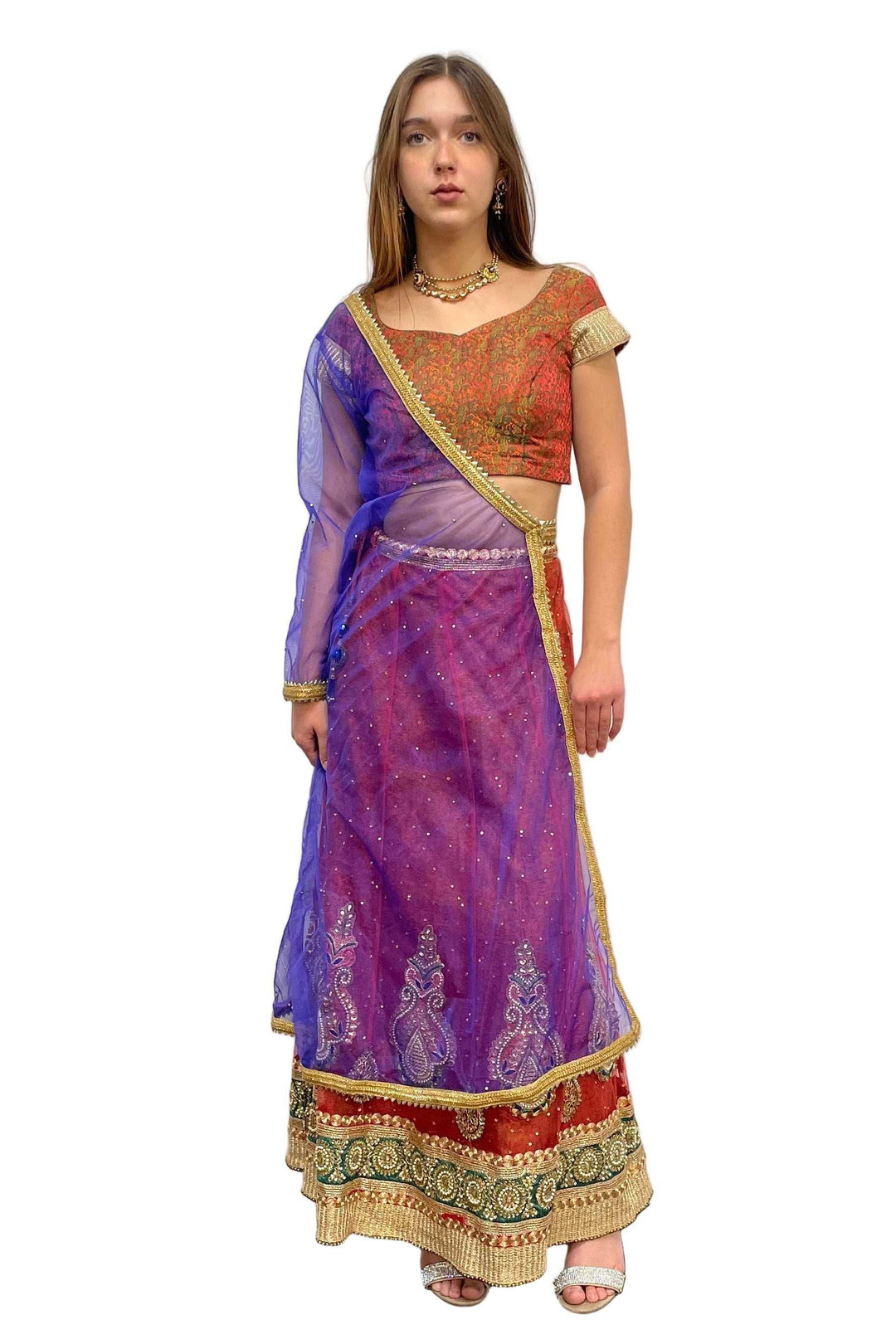 Maroon and Blue Lehenga (Outside Ontario) - MyEthnikRentals