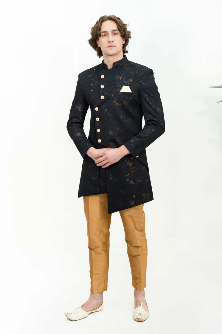 Black and Golden Indo-western Set (Outside Ontario) - MyEthnikRentals