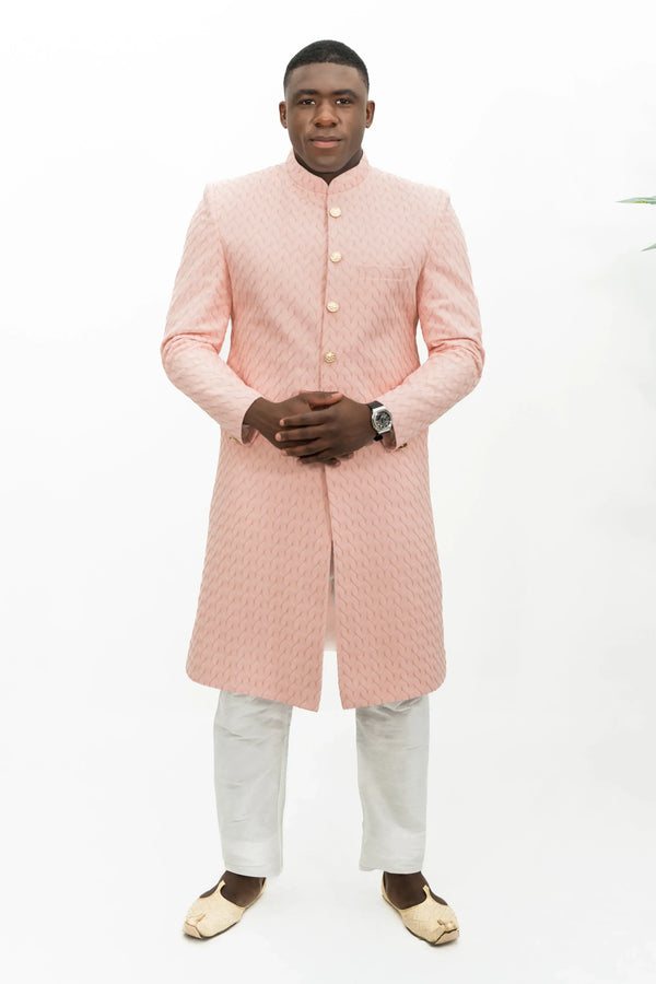 Pink Embroidery Sherwani - MyEthnikRentals