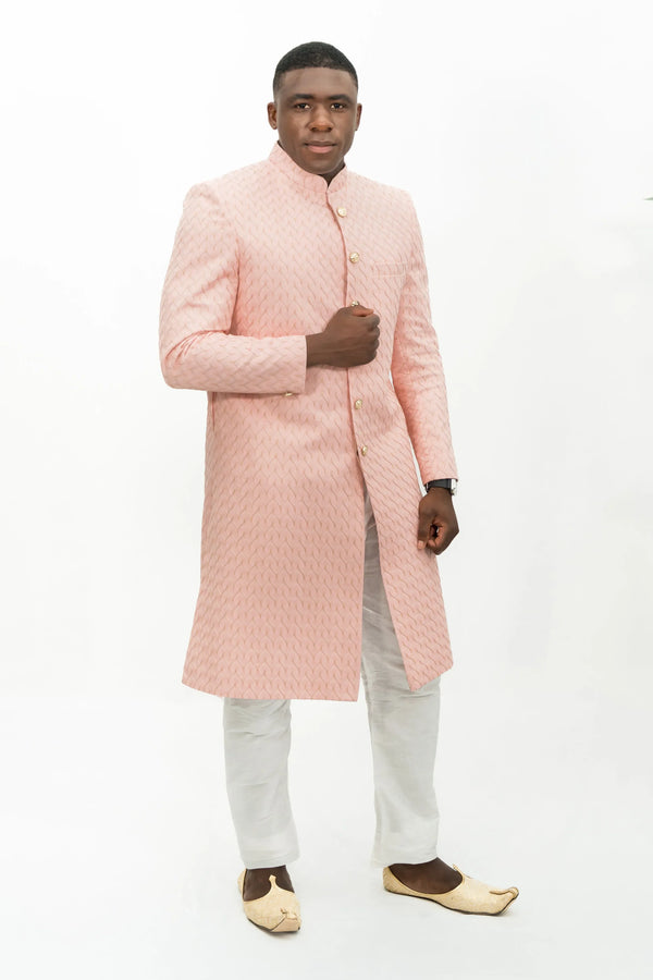 Pink Embroidery Sherwani - MyEthnikRentals