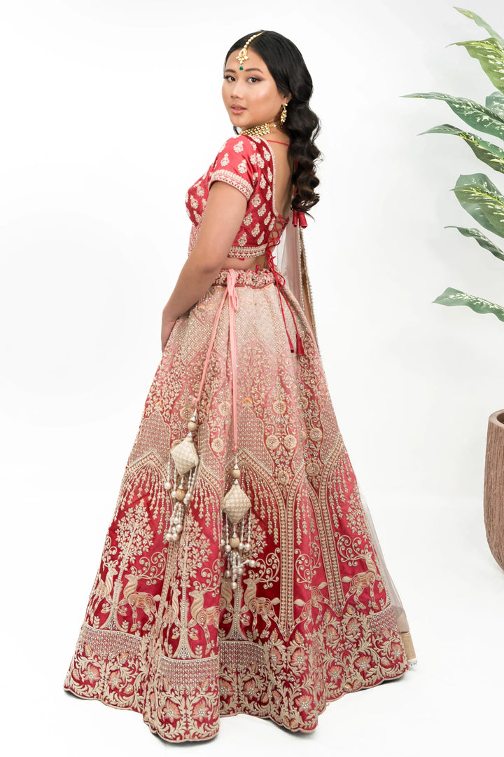 Berry Pink Floral Lehenga (Outside Ontario) - MyEthnikRentals