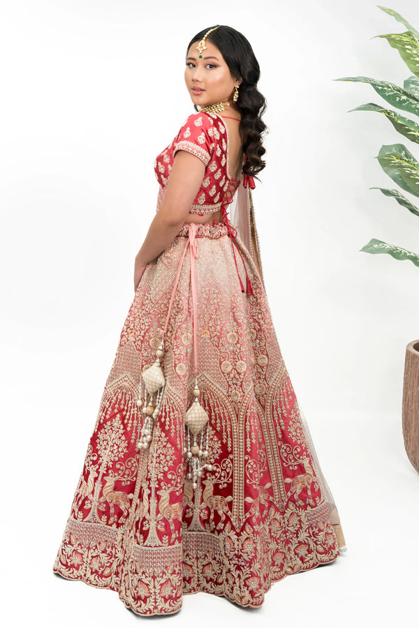 Berry Pink Floral Lehenga - MyEthnikRentals