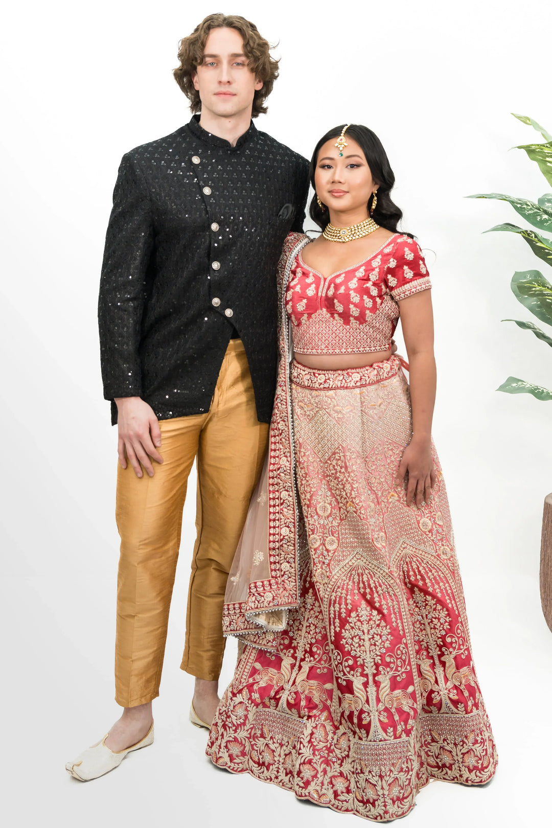 Berry Pink Floral Lehenga (Outside Ontario) - MyEthnikRentals