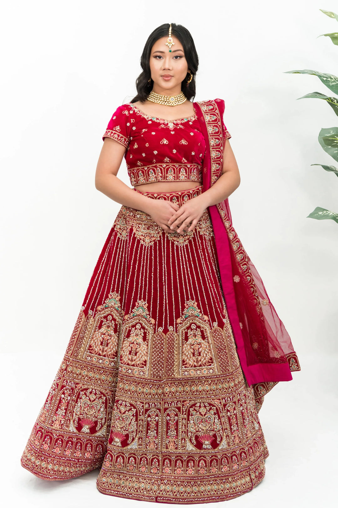 Magenta Heavy Embellished Lehenga - MyEthnikRentals