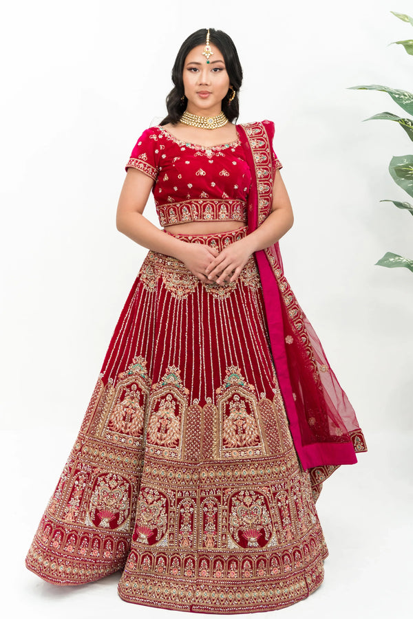 Magenta Heavy Embellished Lehenga (Outside Ontario) - MyEthnikRentals